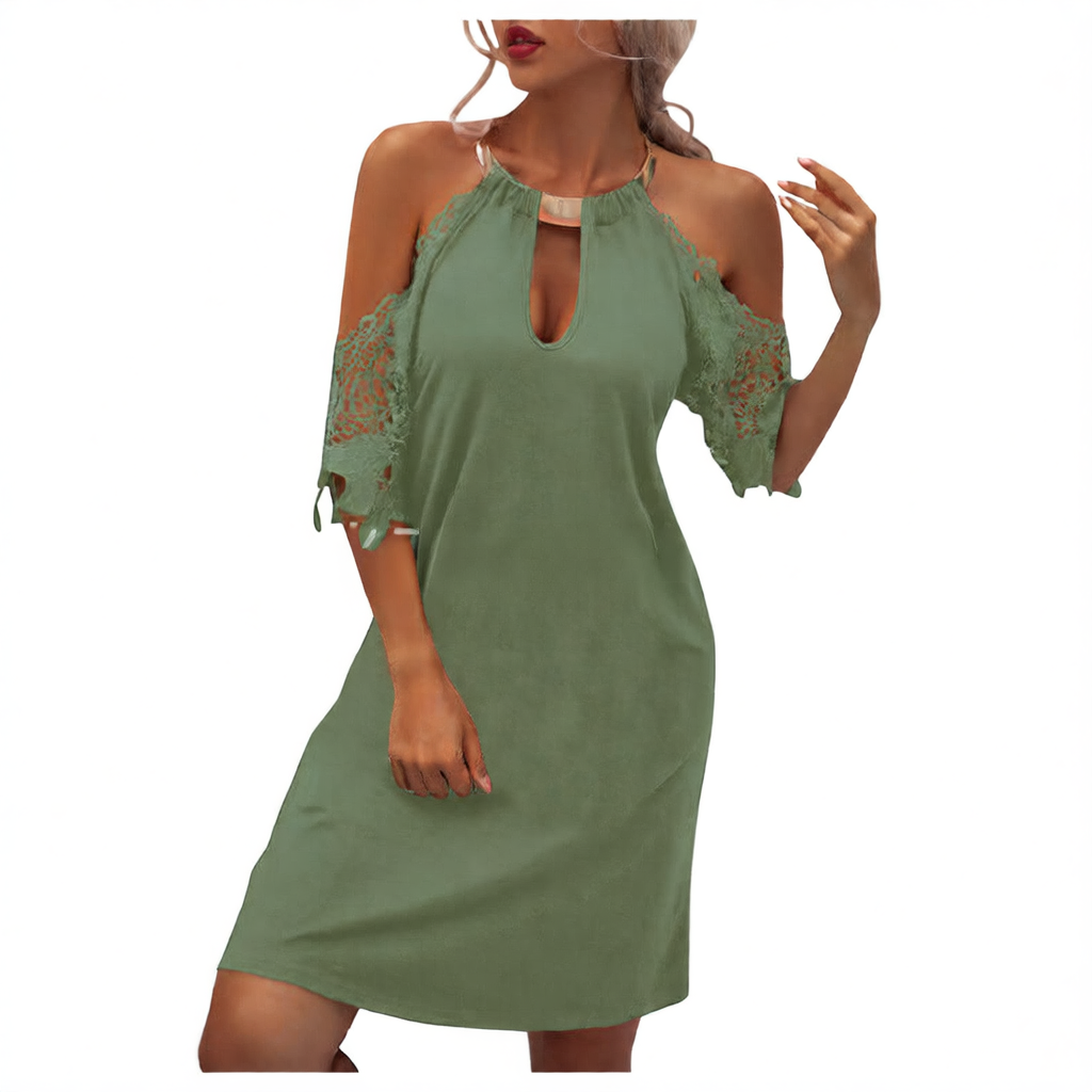 Patterned hollowed-out metal necklace-style dress
