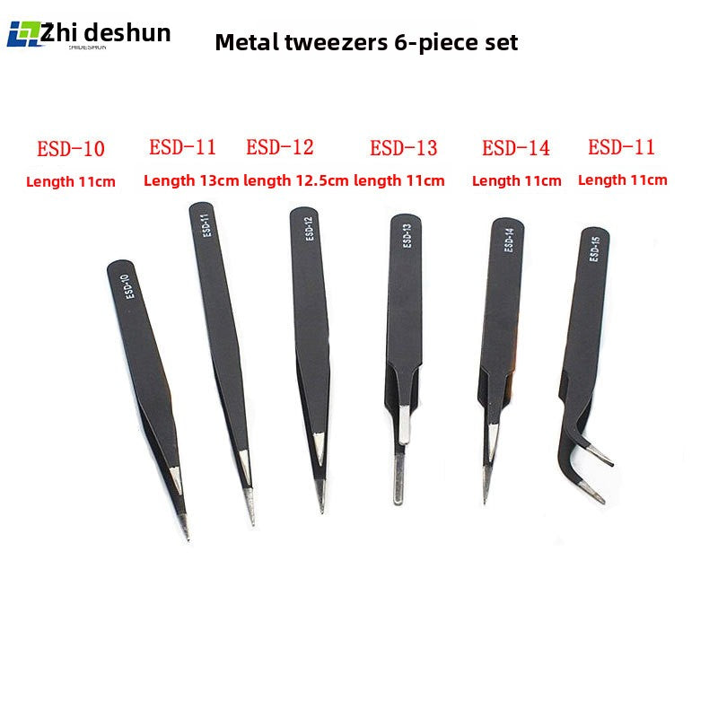 6-Piece Metal Tweezers Set