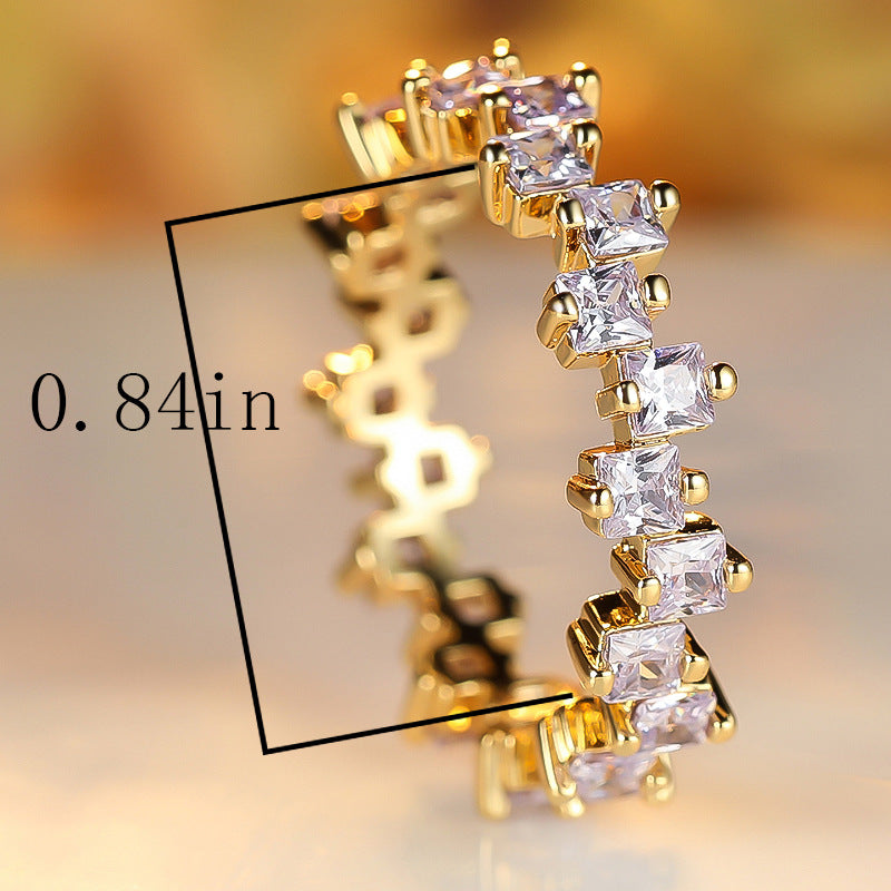 Diamond-set square zirconia ring
