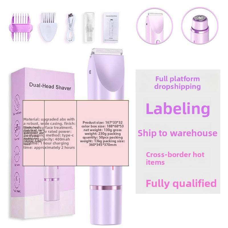 Double-Head Rechargeable Electric Shaver for Women