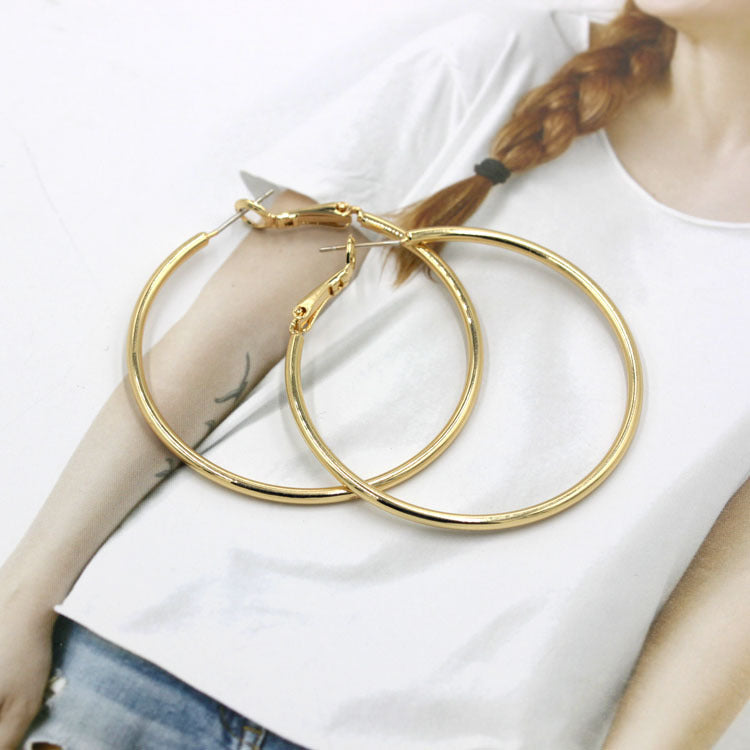 Gold-plated genuine gold hoop earrings