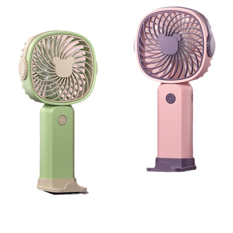 Handheld USB Rechargeable Mini Fan with Phone Holder