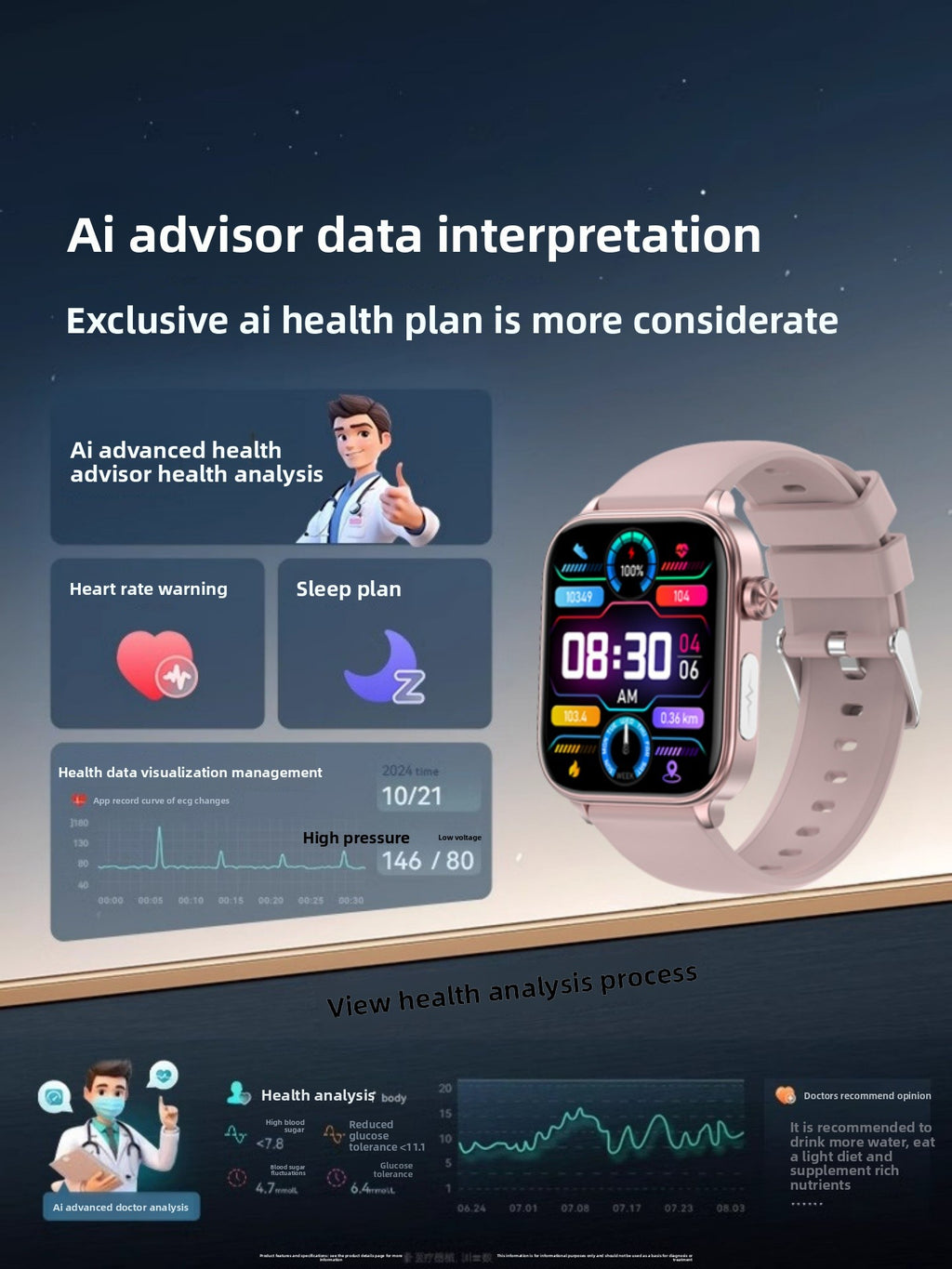 High-precision blood glucose watch for all-day health monitoring