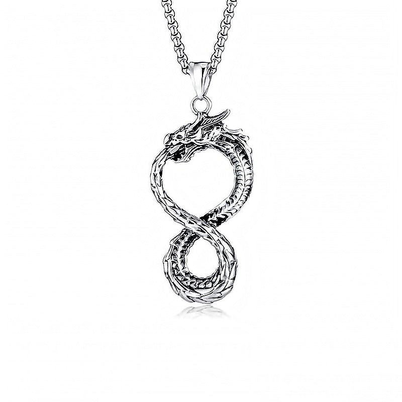 domineering double wolf head titanium steel pendant necklace