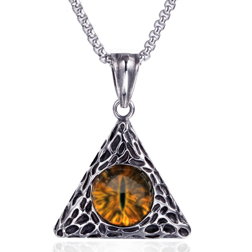 domineering double wolf head titanium steel pendant necklace
