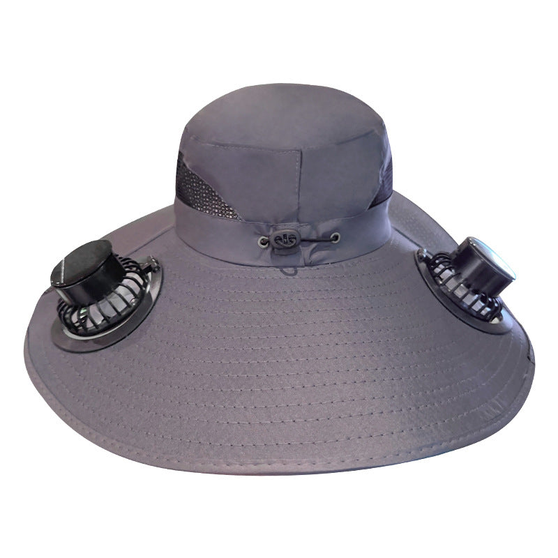 Summer fisherman hat - dual function of solar power and USB charging