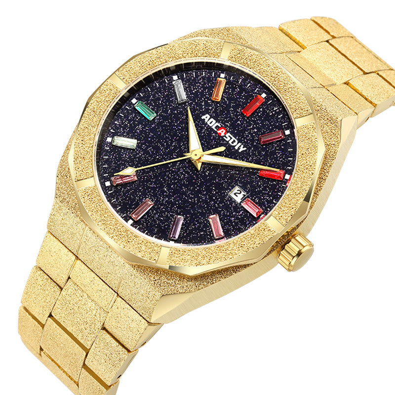 Full diamond luxury oak men's watch