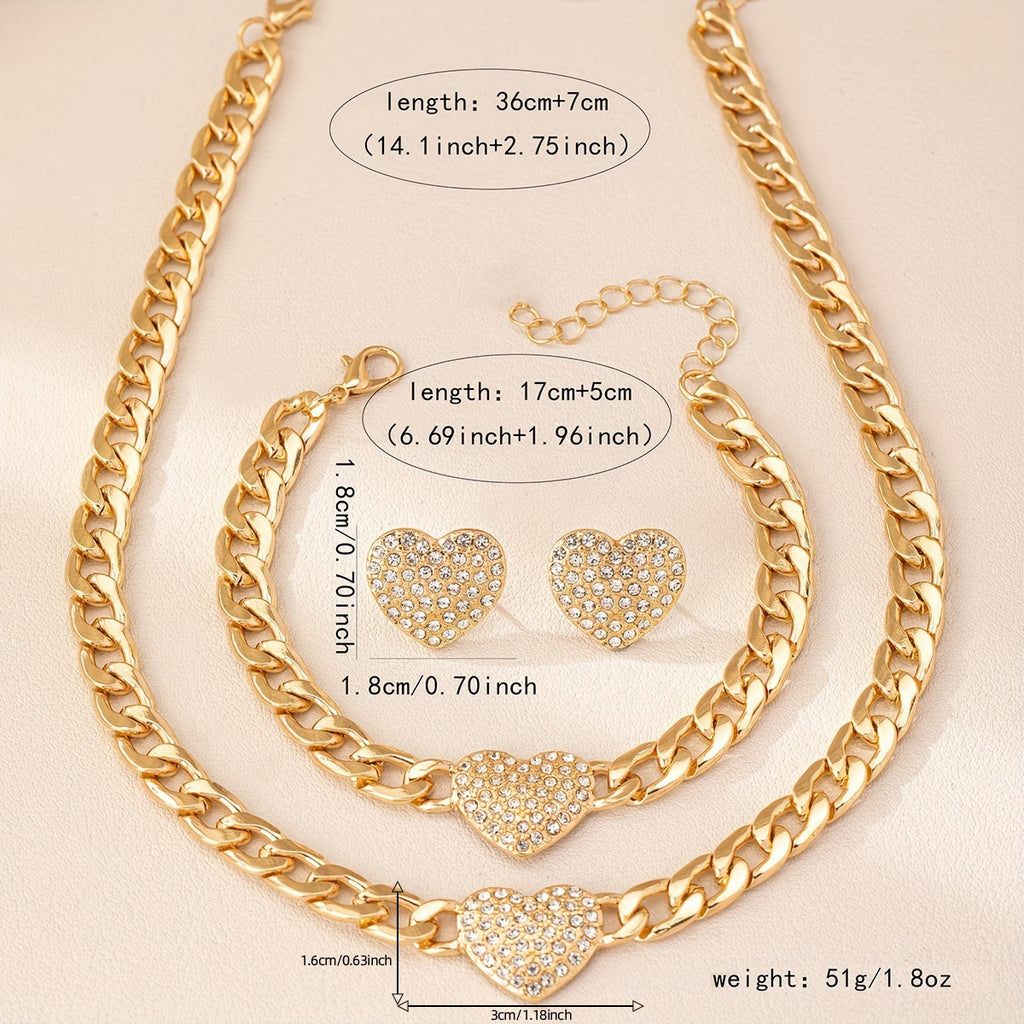 Heart-Shaped Jewelry Set with Necklace and Earrings