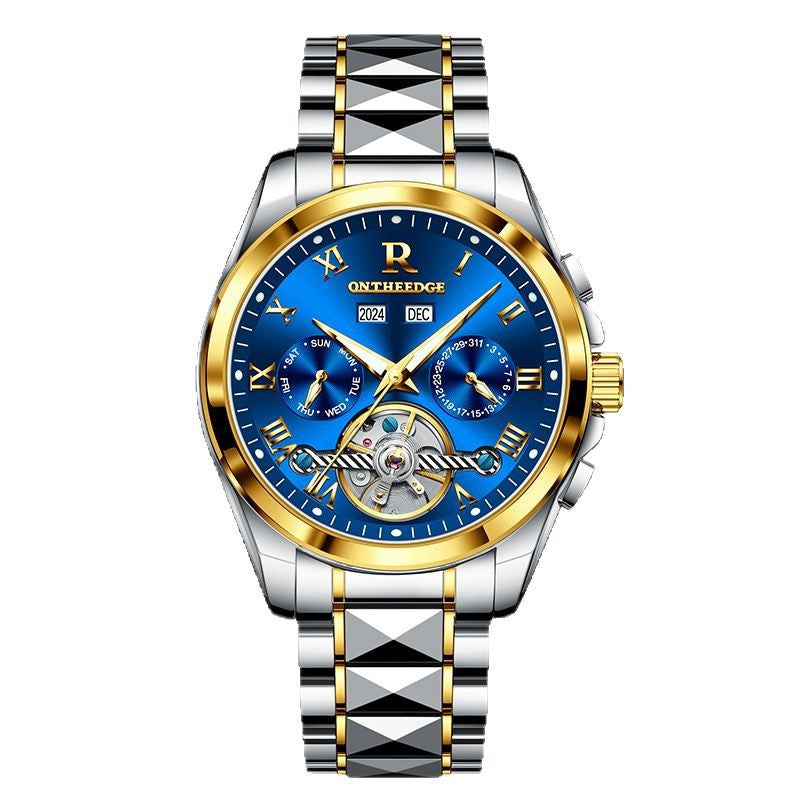 Men's Automatic Skeleton Mechanical Watch with Waterproof Feature