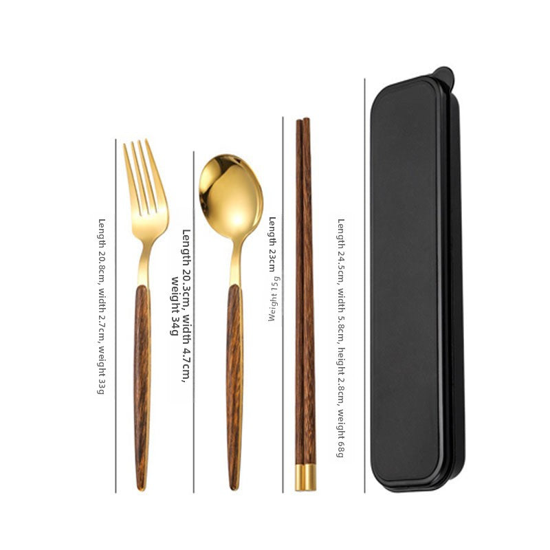 Wood-grain pattern knife, fork and spoon