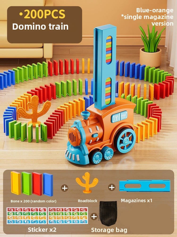 Children's automatic domino distribution train toy