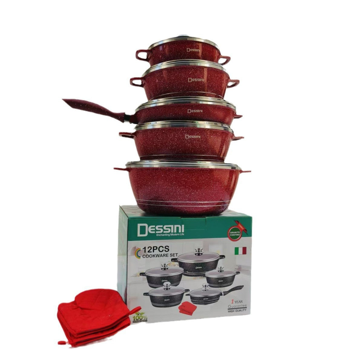 Marble 12-Piece Non-Stick Aluminum Pot Set