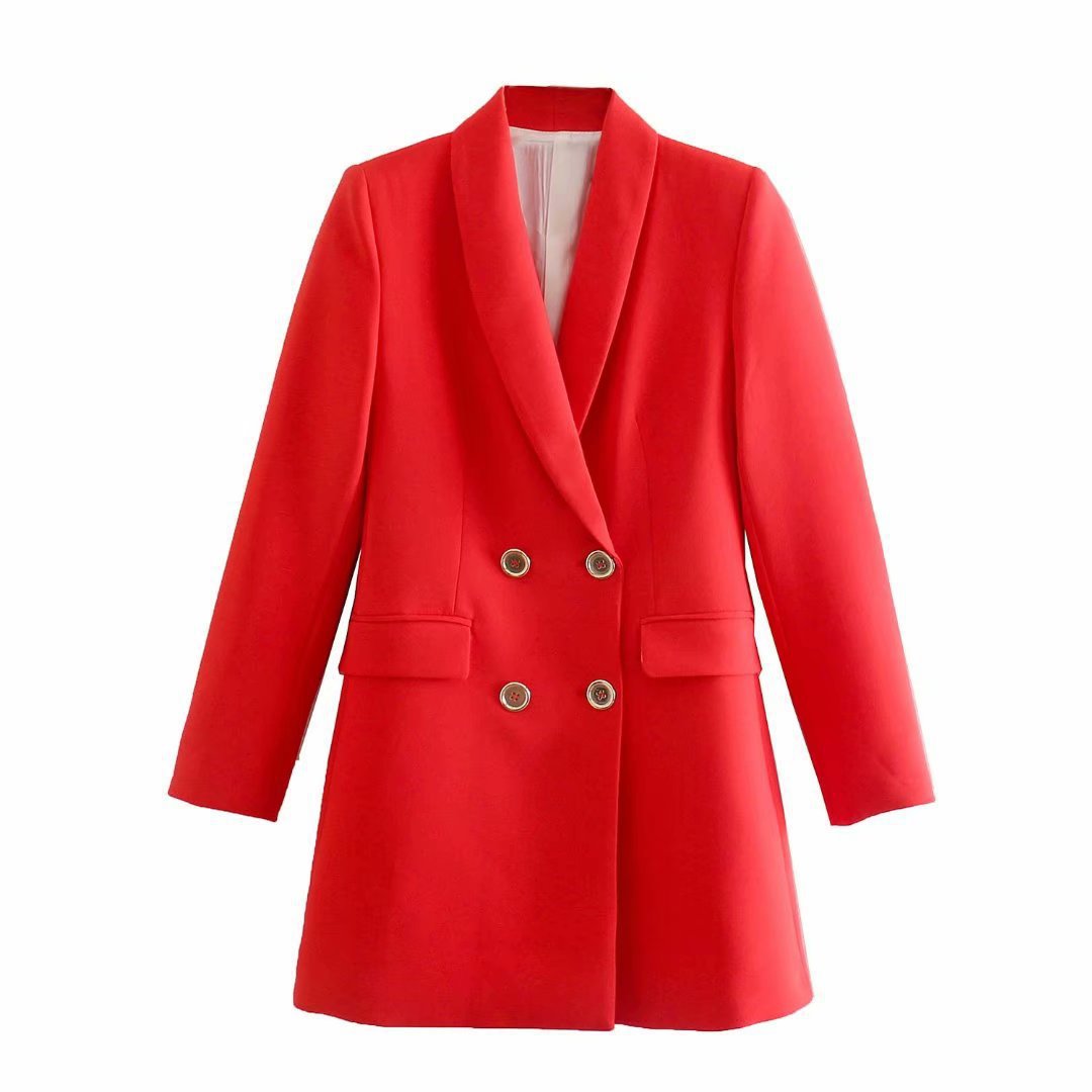 A double-breasted, stylish and fitted suit jacket