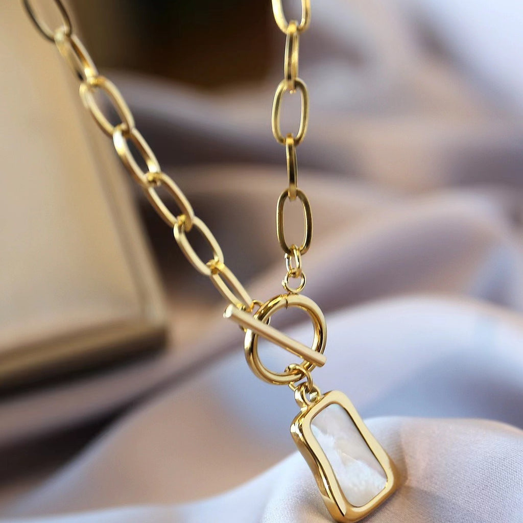 Geometric Titanium Steel OT Buckle Necklace