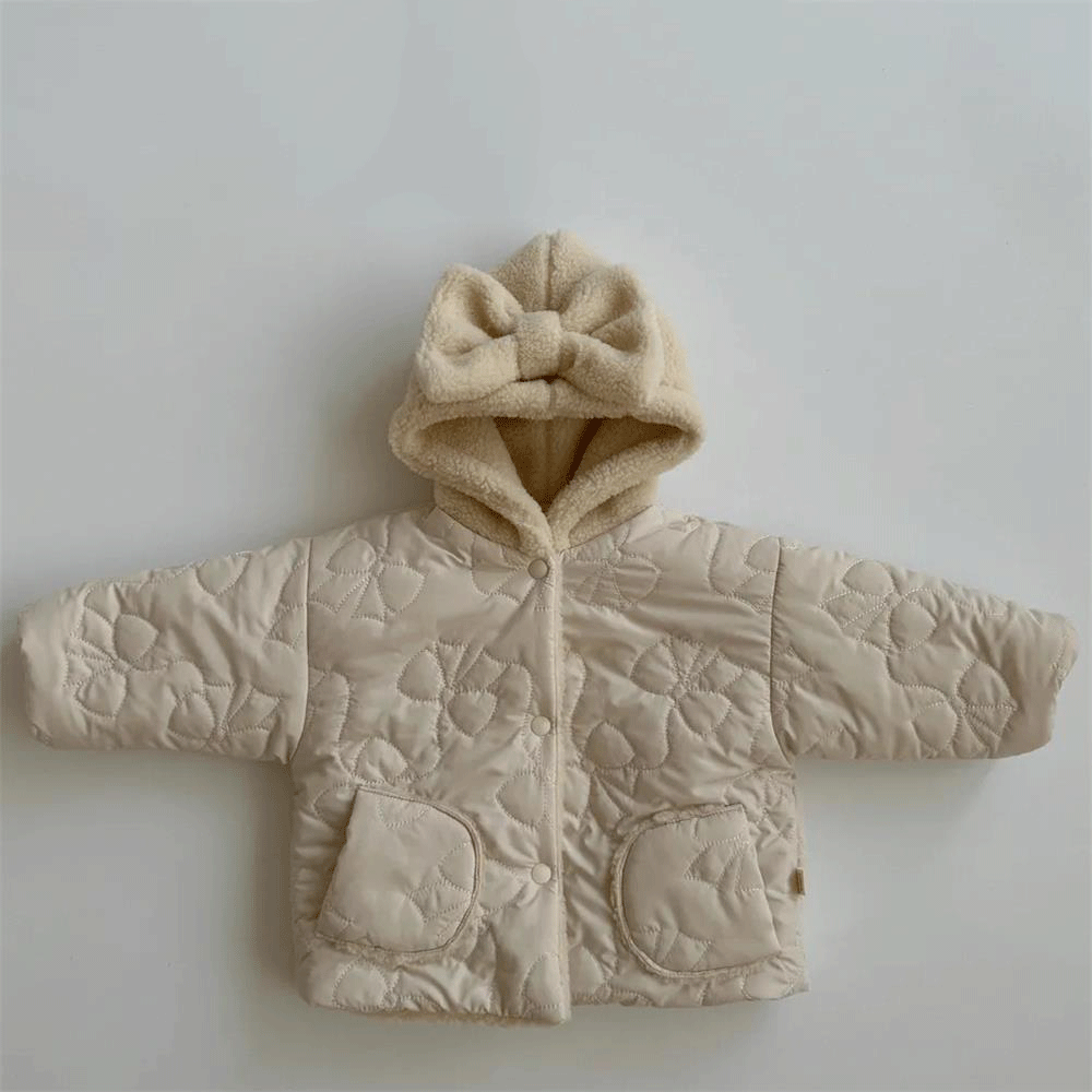 Ins Korean Style Autumn and Winter New Baby Girl's Thickened Hooded Cotton-padded Jacket Girl's Lamb Fleece Floral Cotton-padded Jacket