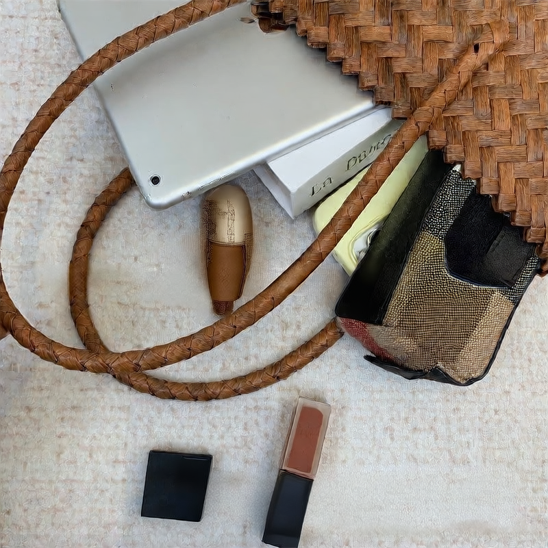 Wicker-like straw woven bag, versatile vegetable basket bag, long shoulder strap hand-woven bag
