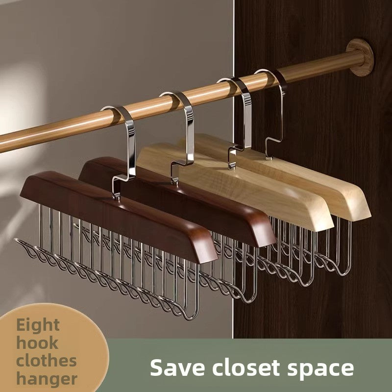 8-hook wooden clothes hanger