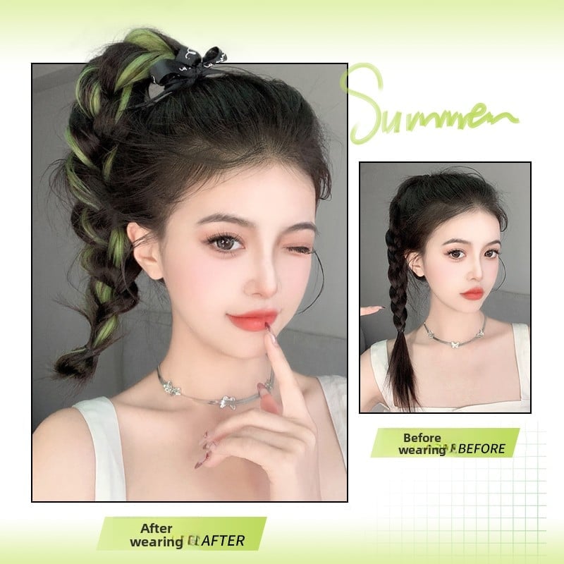 Colorful Hand-Woven Synthetic Hair Ponytail Bundles for Volume & Styling