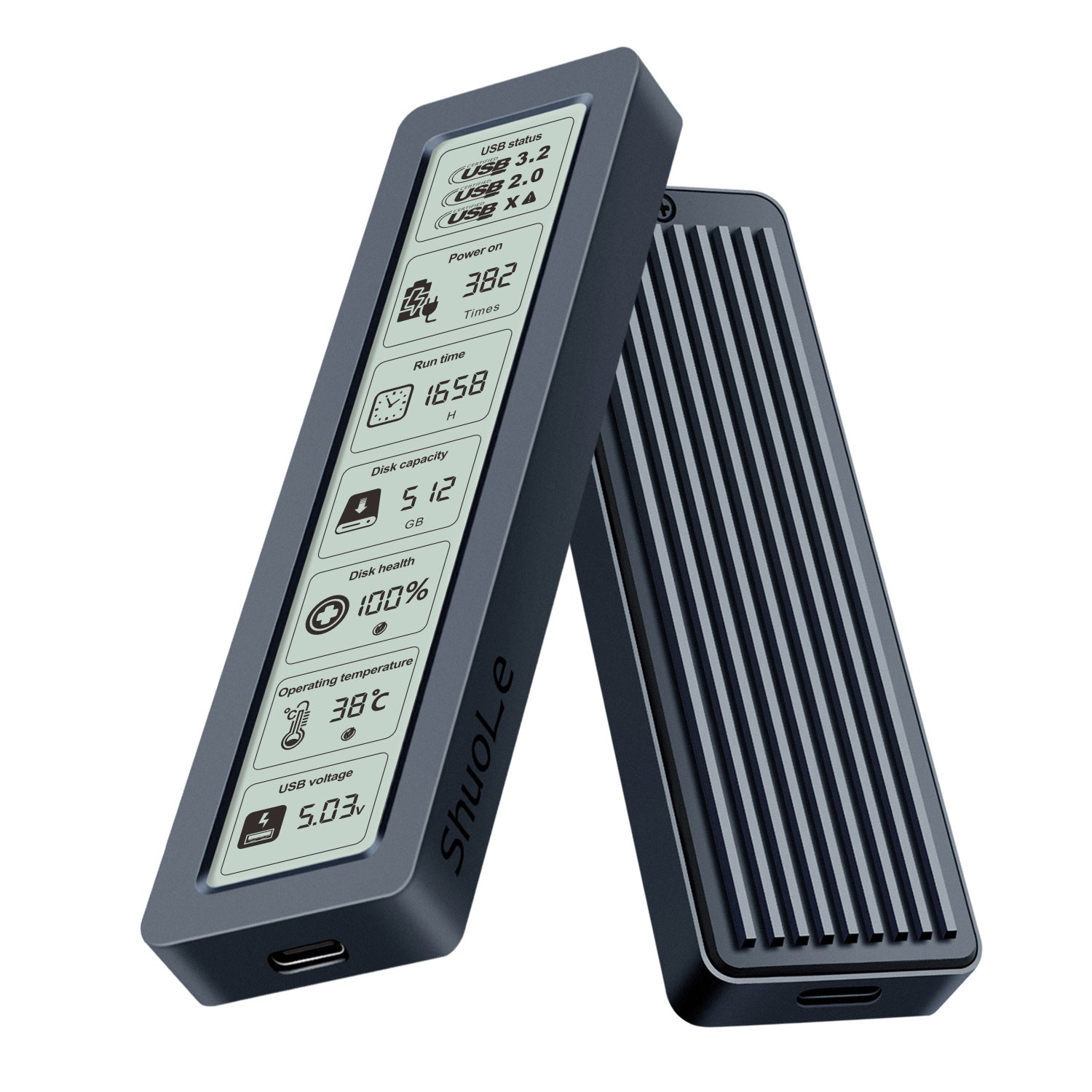 M.2 Smart Screen Display SSD Enclosure USB