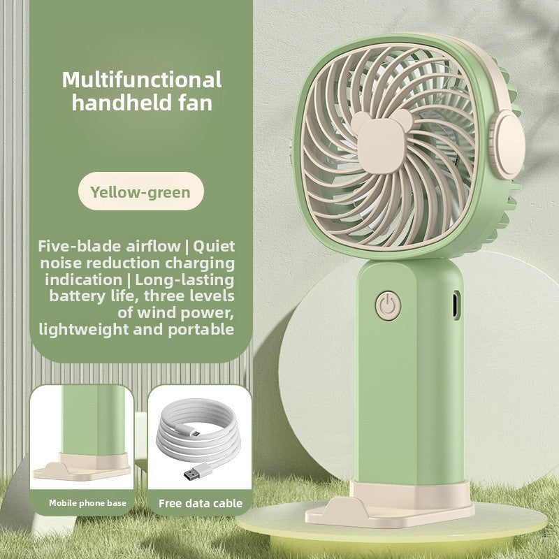Handheld USB Rechargeable Mini Fan with Phone Holder