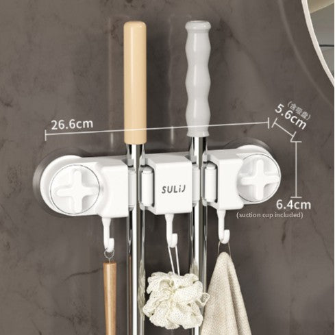 Mop rack, non-perforated hook, storage and hanging rack