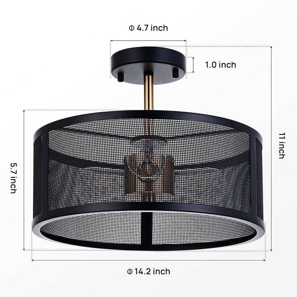 Double-layer black iron mesh circular lamp