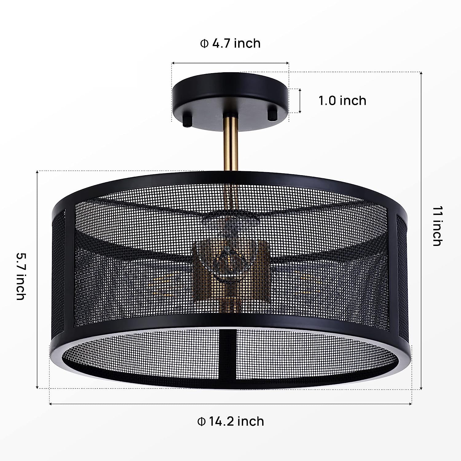 Double-layer black iron mesh circular lamp