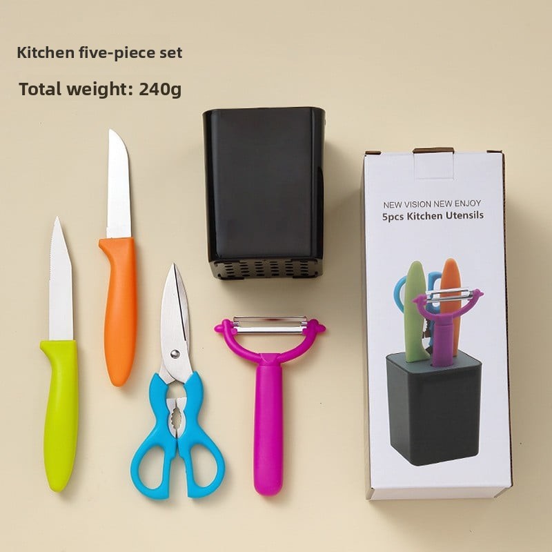 Kitchen Set Household Baby Food Supplemental Gadget Internet Celebrity Scissors Fruit Knife Bottle Opener Peeler Knife Six-piece Set