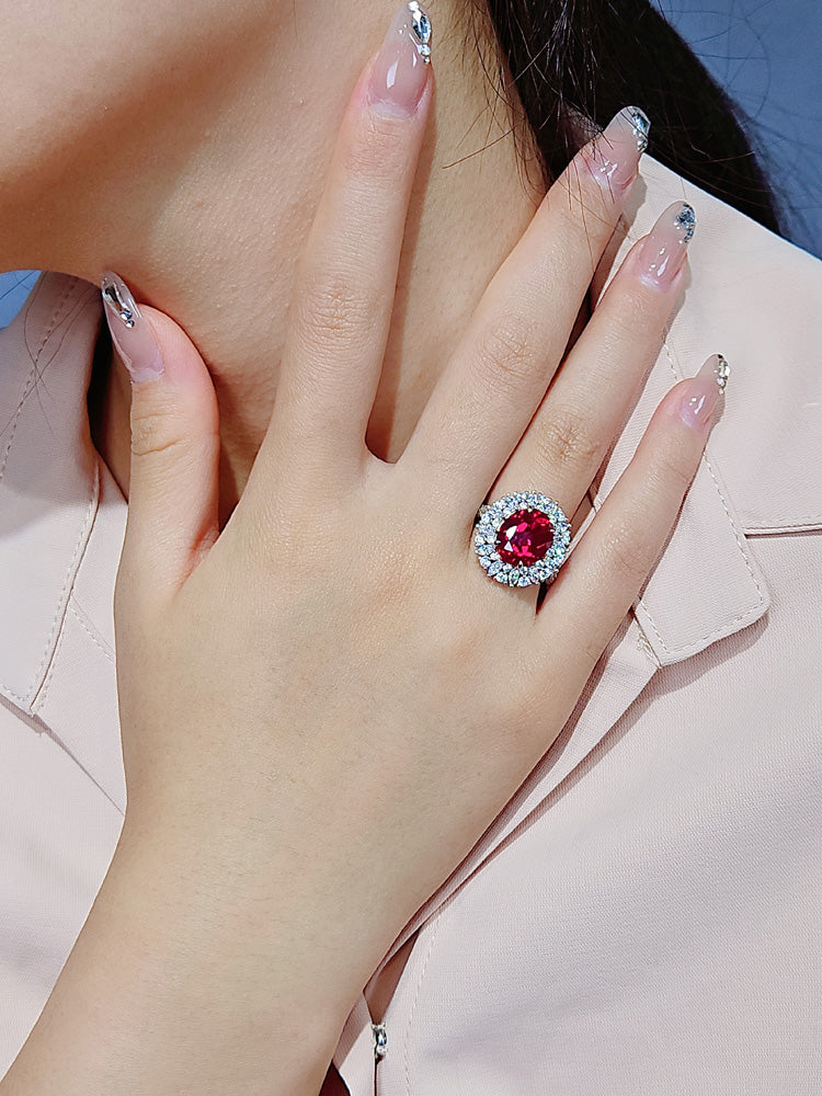 Grand pigeon blood red gemstone diamond ring