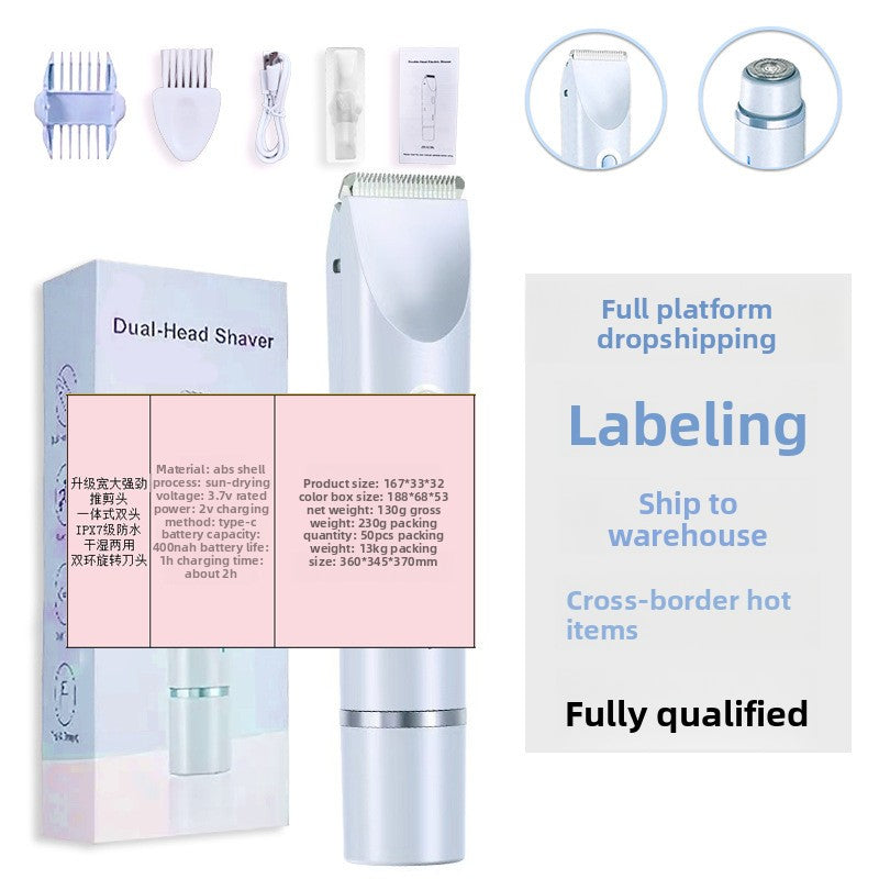 Double-Head Rechargeable Electric Shaver for Women