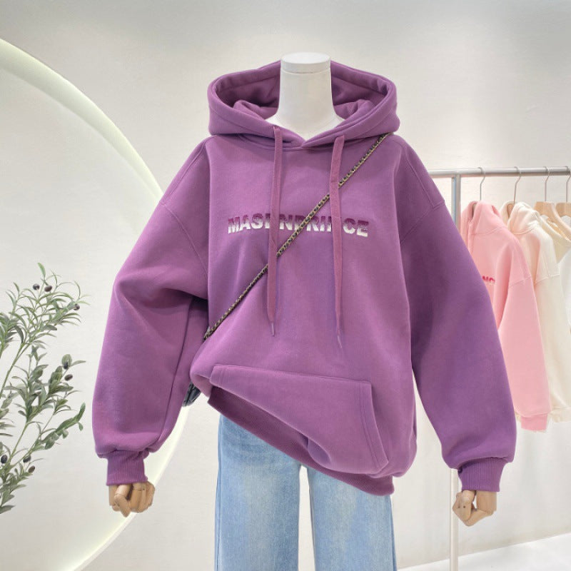 A Korean version of a niche casual hoodie with a letter hood