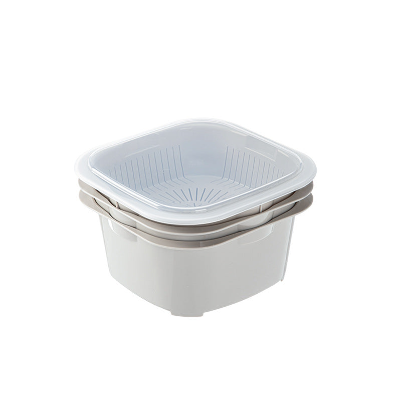 Vegetable washing basin, draining basket, kitchen and living room household three-piece set, fruit basket, plastic vegetable washing basin