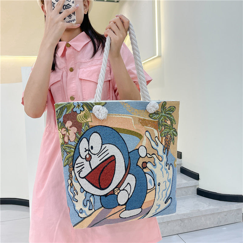 Canvas shoulder bag, simple tote bag for tutoring/study