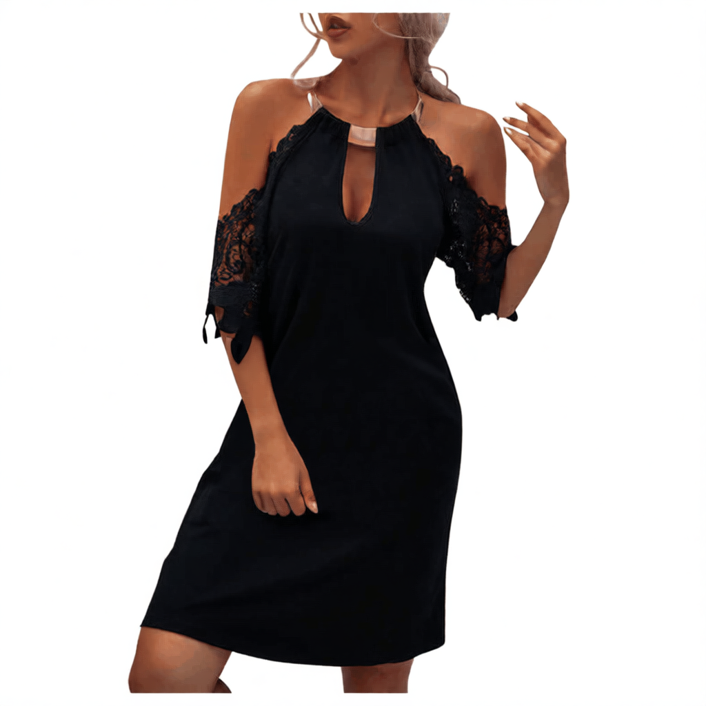 Patterned hollowed-out metal necklace-style dress
