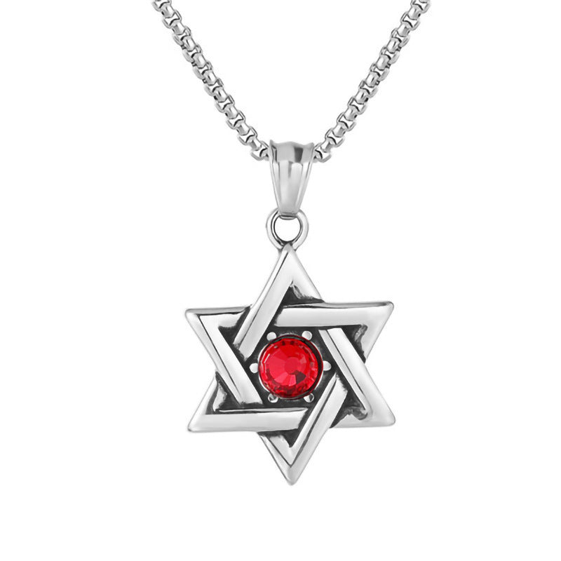 domineering double wolf head titanium steel pendant necklace