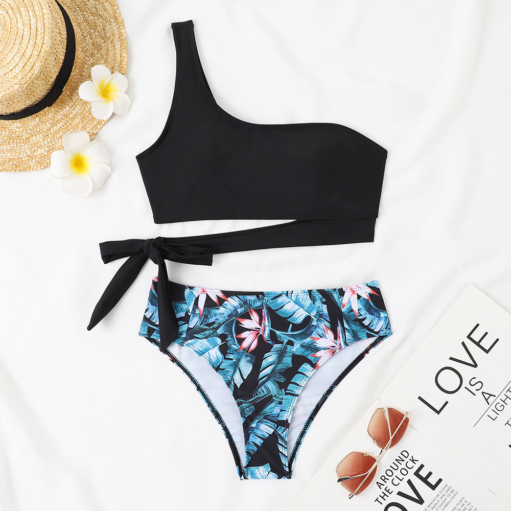 High-waisted sexy two-piece bikini swimsuit