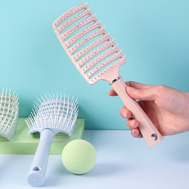 High Skull Top Fluffy Curved Hair Comb with Wide Teeth for Styling and Scalp Massage