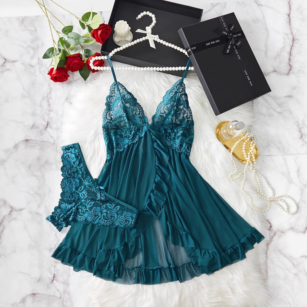 Lady's sexy lace halter dress
