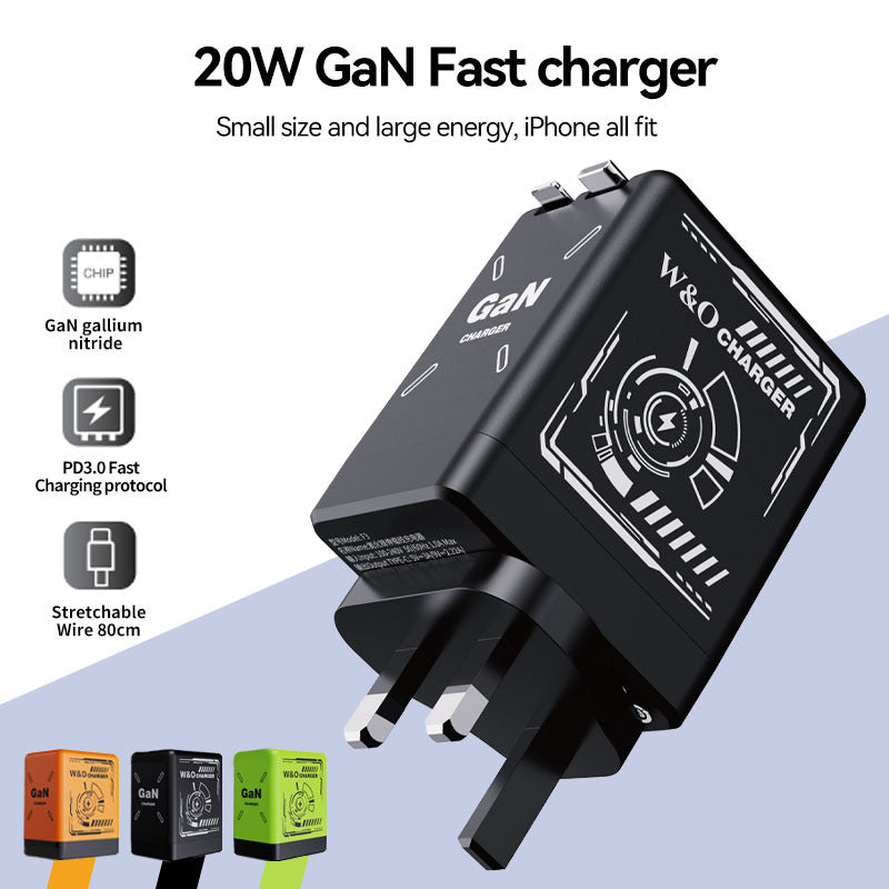 25W Fast Charging Dual Retractable Cable Type-C Charger