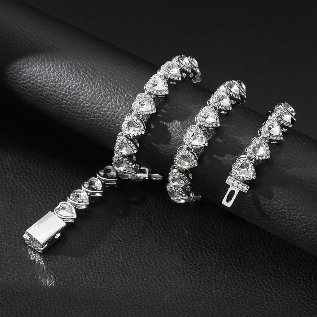 Hip-hop heart-shaped rock candy necklace