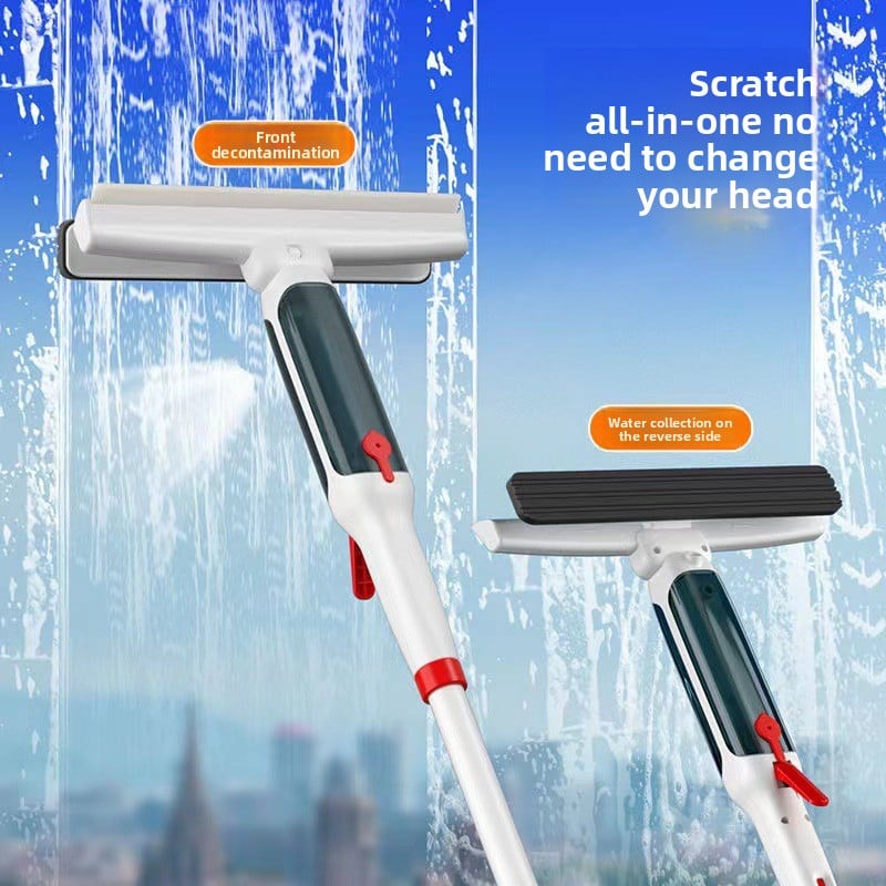 Adjustable Window Cleaning Tool with Scrubbing Cloths for High-rise Glass