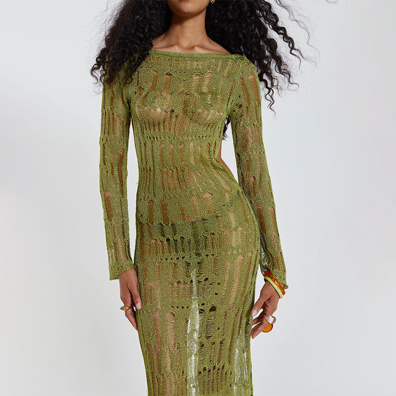 Knitted hollowed-out bikini swimsuit