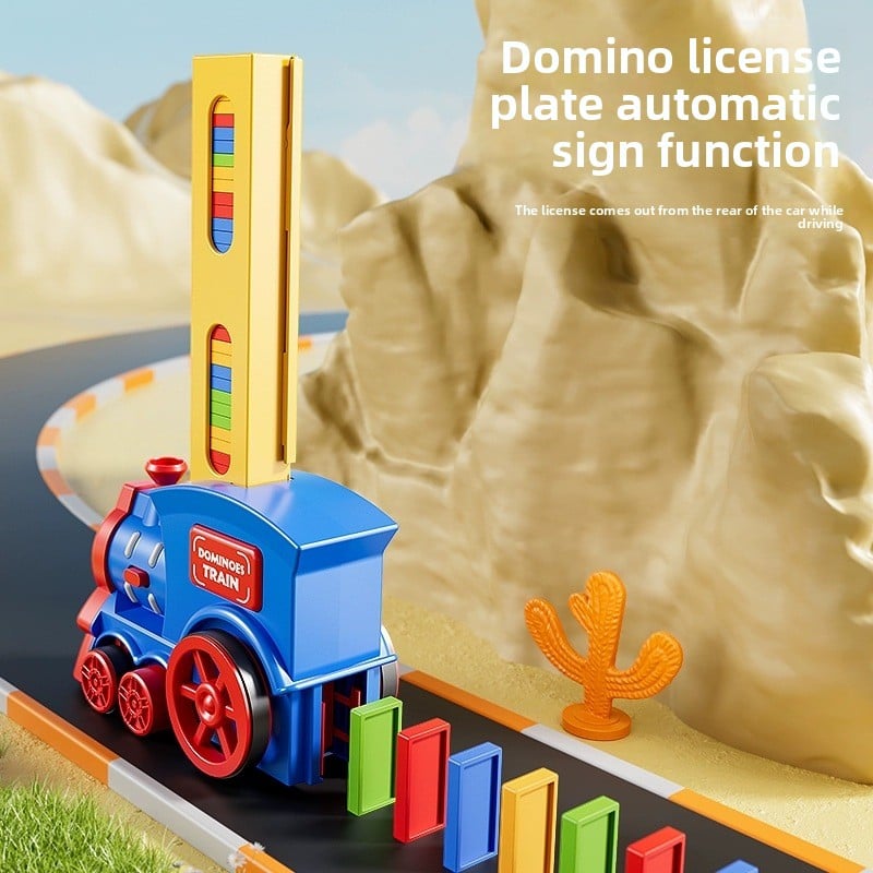 Children's automatic domino distribution train toy