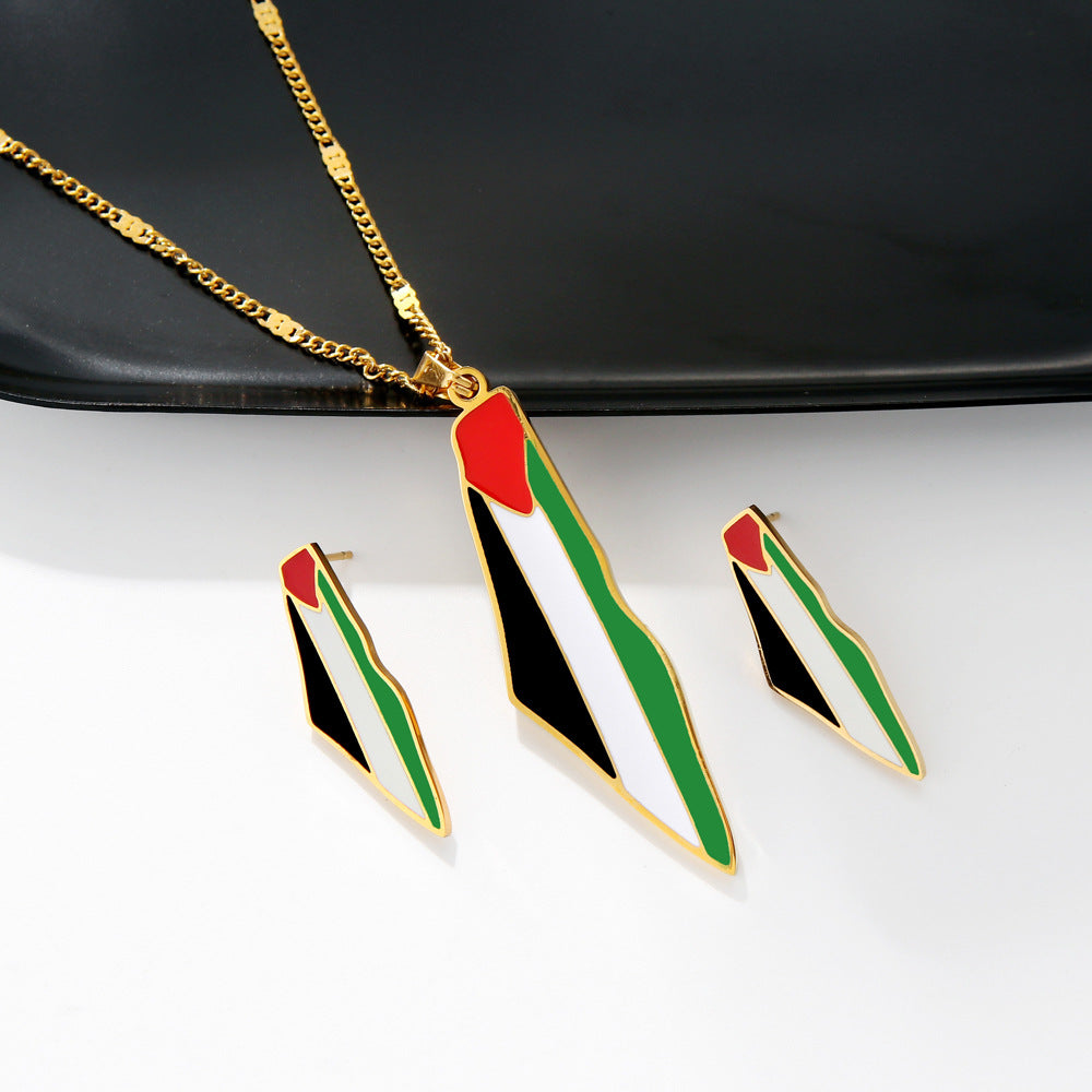 Maple Leaf Titanium Steel Gold-Plated Pendant Necklace