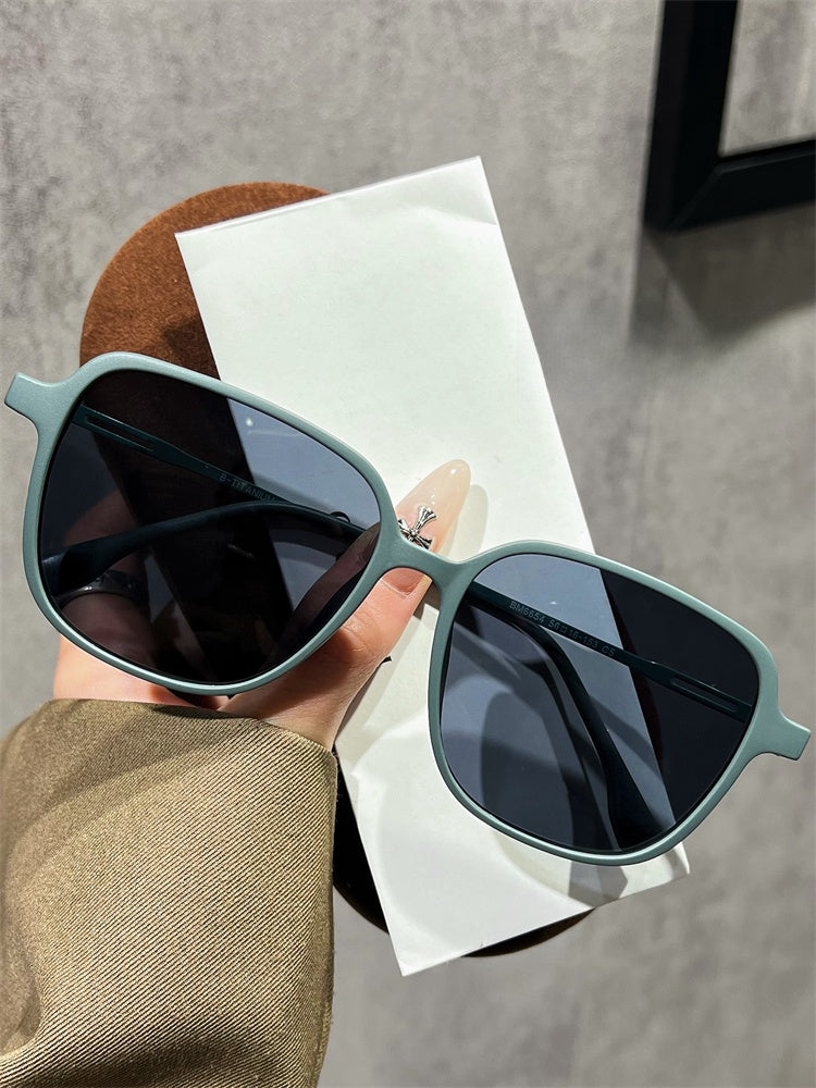 Ultra-light pure titanium plastic steel large-frame sunglasses