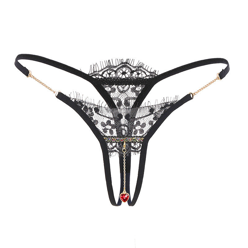 Lace pendant open-cut thong