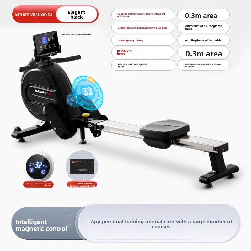 Foldable Smart Rowing Machine with Magnetic Resistance for Home Fitness