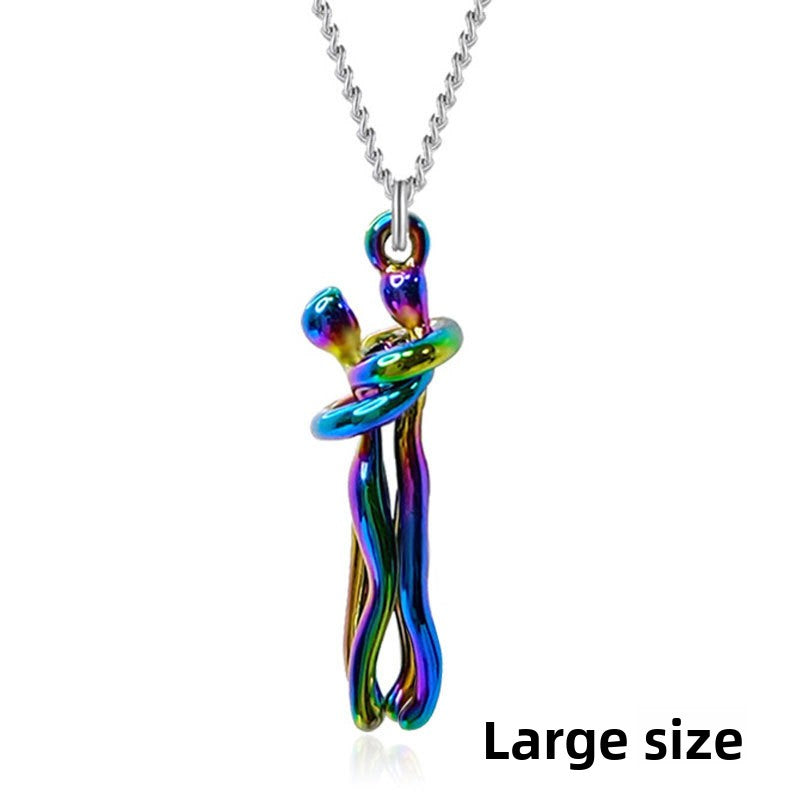 Couple Embrace Pendant Necklace