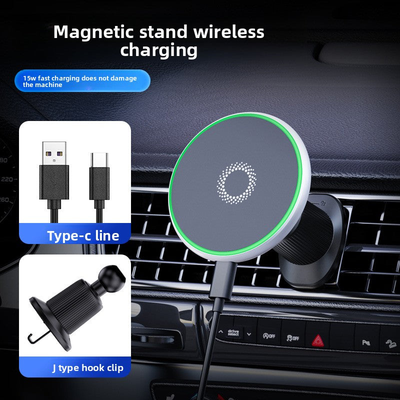 Magnetic Car Phone Holder with Wireless Charging and Auto Clamping
