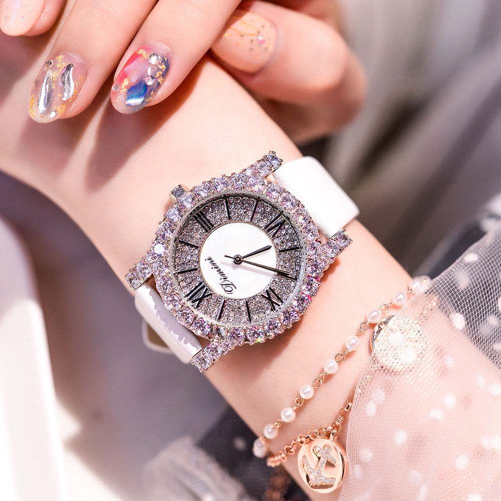 Diamond Starry Sky Women's Leather Strap Watch